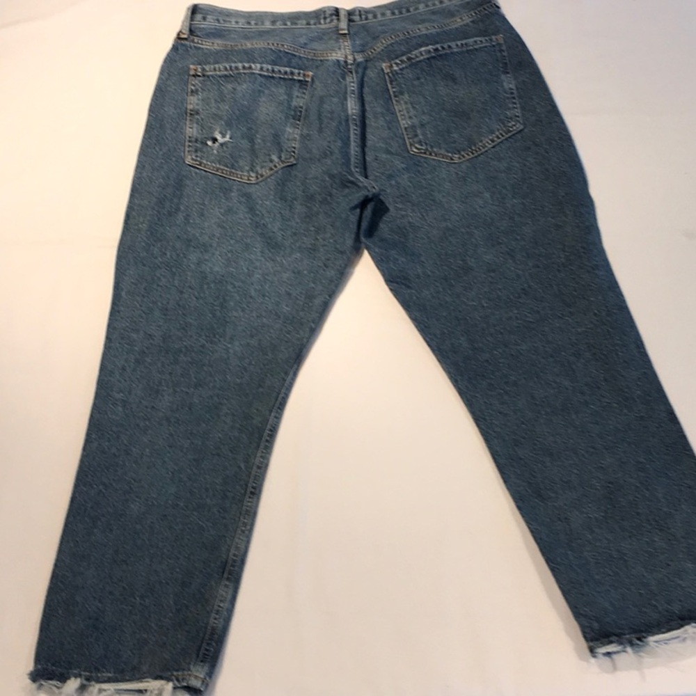 AGOLDE Indigo Riley Crop Jeans Straight High-Rise - Picture 14 of 14